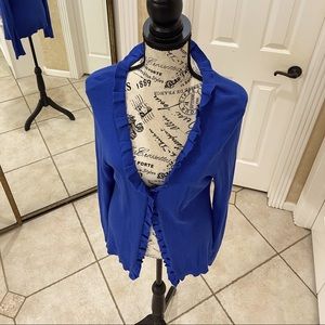 Cardigan Sweater with Ruffled Trim M